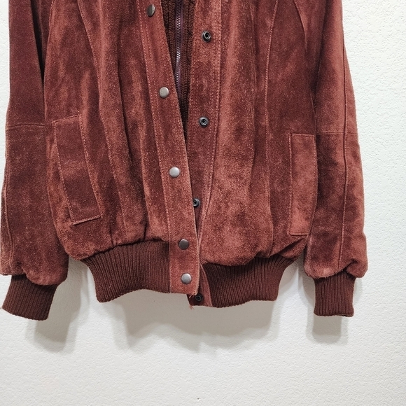 Vintage David Benjamin Burgandy Hooded Bomber Jacket Size 7/8 - Picture 4 of 16